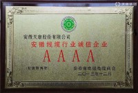 安徽电线电缆行业AAAA级诚信企业
